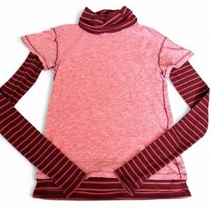 Free People Piper Twofer layered tee in a washed red combo.